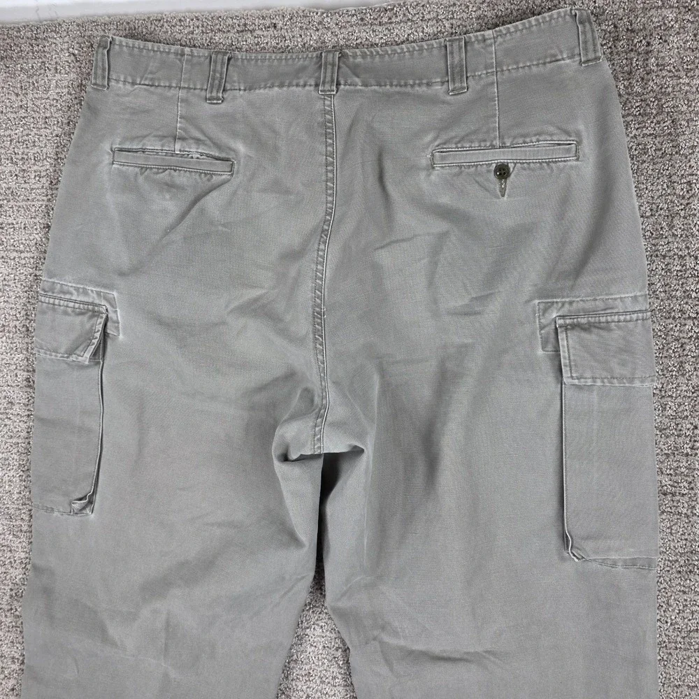 Vintage Polo Ralph Lauren Mens Green Canvas Cargo Pants Straight Wide Size 38x33